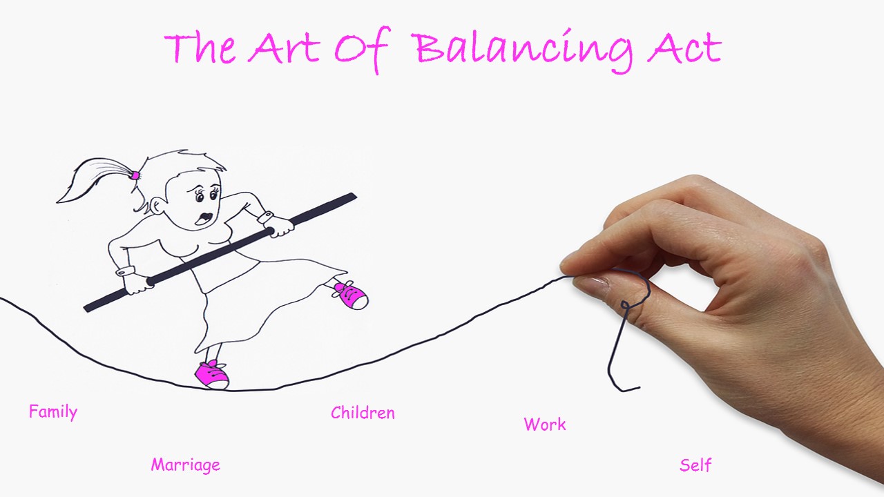 The Art of Balancing Act - Woman balancing and walking on a string