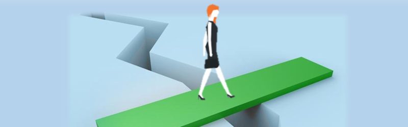 bridging the gap to make a career comeback Image of a professional woman walking over a bridge.