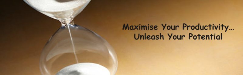 Image of an hourglass,Caption; Maximise your productivity to unleash your potential.